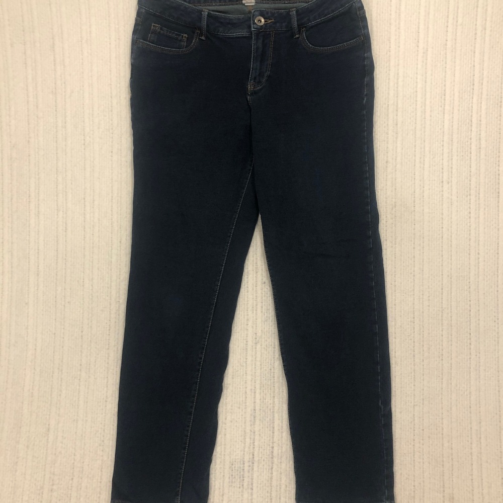 Sonoma Life Style Womens Mid Rise Slim Straight Jeans Dark Wash Denim 10 31x27